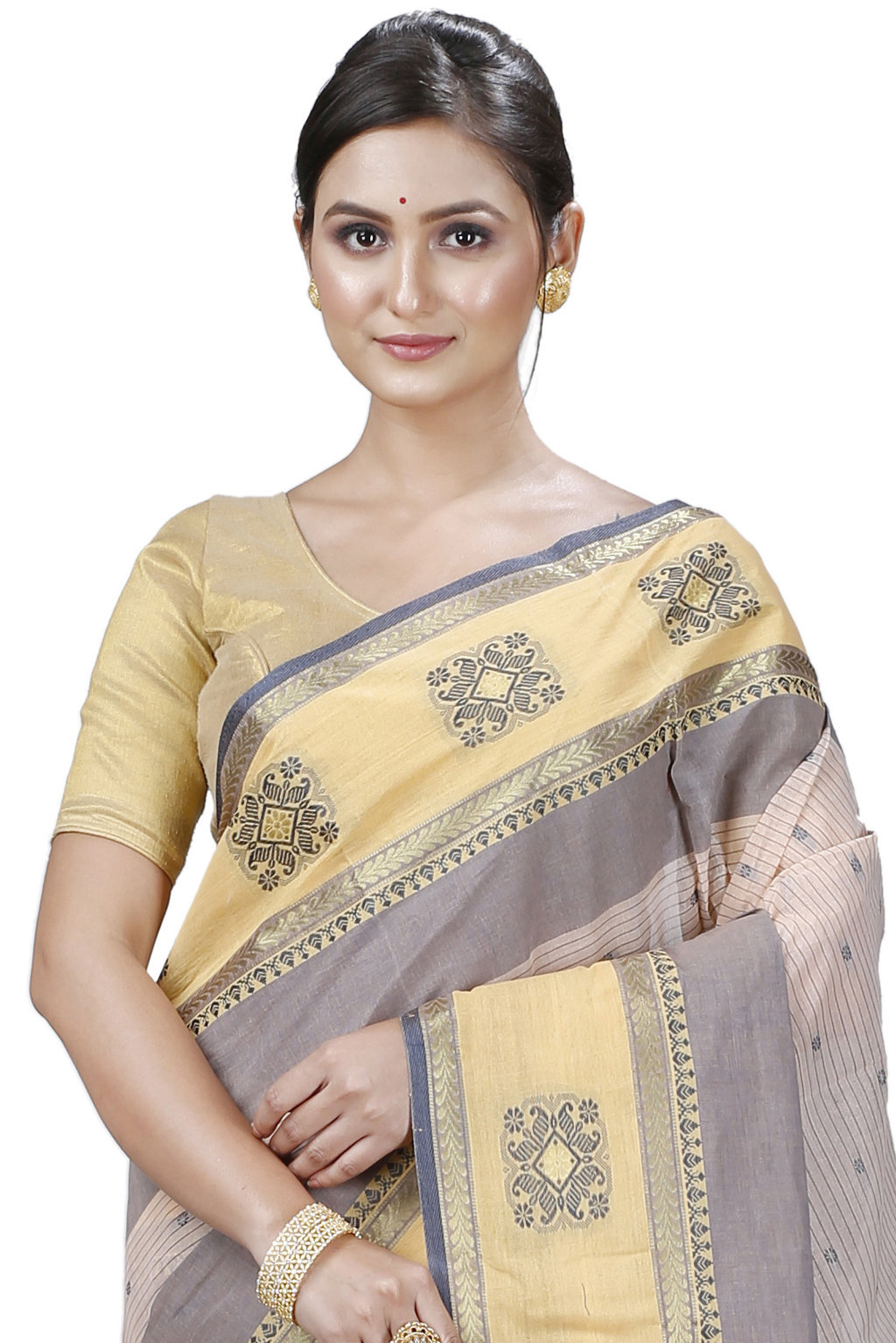 Cream Pure Cotton Uma Tant Saree (1145)